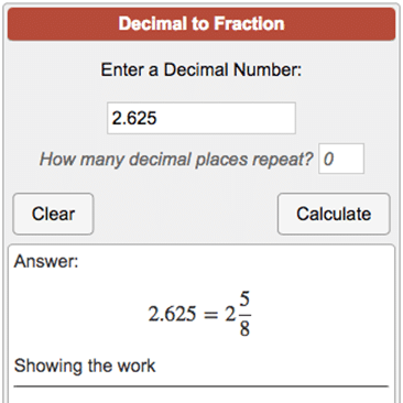 Decimal to Fraction 